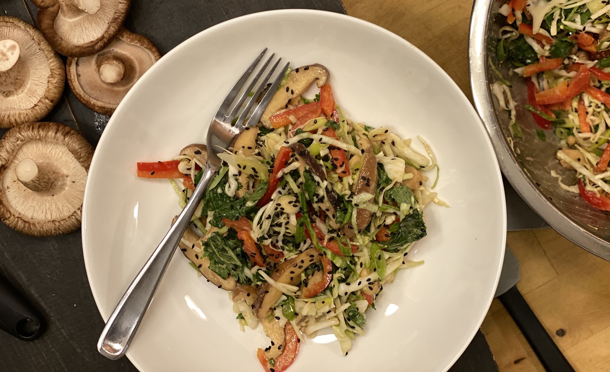 shiitakes sesame slaw